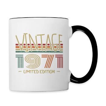 Vintage 1971 Cadeau Anniversaire 1971 Rétro1971 - Mug contrasté - blanc/noir - Droite