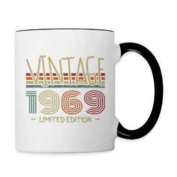Jahrgang 1969 Retro 1969 Jubiläumsgeschenk - Tasse zweifarbig - Weiß/Schwarz - Rechts