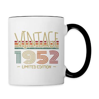 Jahrgang 1952 Retro 1952 Geburtstagsgeschenk - Tasse zweifarbig - Weiß/Schwarz - Rechts