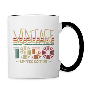 Vintage 1950er Jahre Retro 1950er Jahre Geburtstagsgeschenk - Tasse zweifarbig - Weiß/Schwarz - Rechts