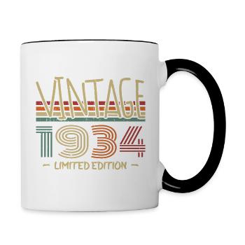 Vintage 1934 Cadeau Anniversaire 1934 Rétro1934 - Mug contrasté - blanc/noir - Droite