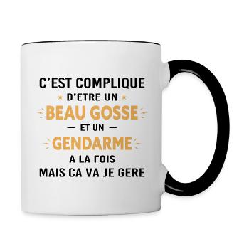 Beaugosse Gendarme Cadeau gendarme - Mug contrasté - blanc/noir - Droite