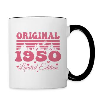 Women's 74th Birthday 1950 Gift | Born in 1950 - Contrasting Mug - white/black - Right