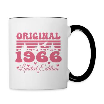 58. Geburtstagsgeschenk 1966 Frau | Geboren 1966 - Tasse zweifarbig - Weiß/Schwarz - Rechts