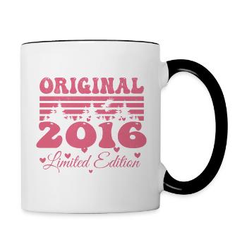 8th Birthday Gift 2016 Woman | Born in 2016 - Contrasting Mug - white/black - Right