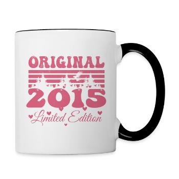 Geschenk zum 9-jährigen Jubiläum von Frauen 2015 | Jahrgang 2015 - Tasse zweifarbig - Weiß/Schwarz - Rechts