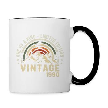 Jahrgang 1990 Jahrgang 1990 Retro Jubiläum 1990 - Tasse zweifarbig - Weiß/Schwarz - Rechts