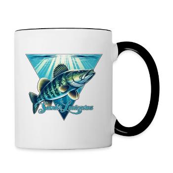 Zander Angeln Raubfisch Fisch Fischen - Tasse zweifarbig - Weiß/Schwarz - Rechts