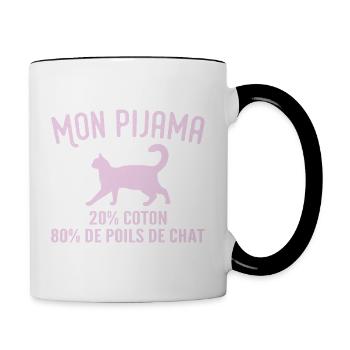 Pyjama De Poils De Chat Humour - Mug contrasté - blanc/noir - Droite