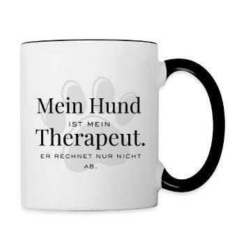 Mein Hund – mein Therapeut auf vier Pfoten - Tasse zweifarbig - Weiß/Schwarz - Rechts