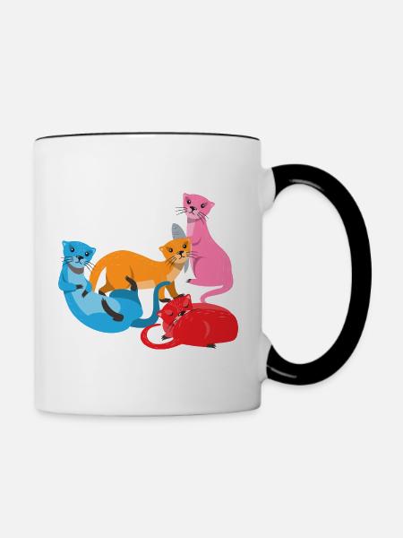 Seeotter Cartoon Fischotter - Tasse zweifarbig - Weiß/Schwarz