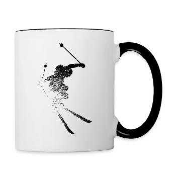 Ski, hiver, ski, neige, sport - Mug contrasté - blanc/noir - Droite