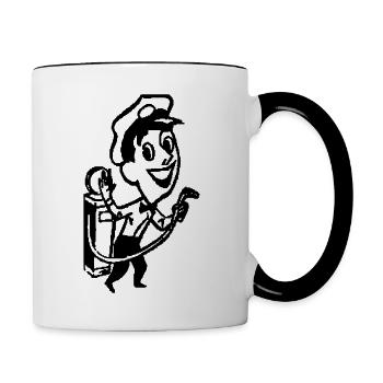 Benzin Männchen - Tasse zweifarbig - Weiß/Schwarz - Rechts