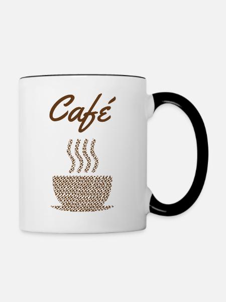 Café Coffee Kaffee - Tasse zweifarbig - Weiß/Schwarz