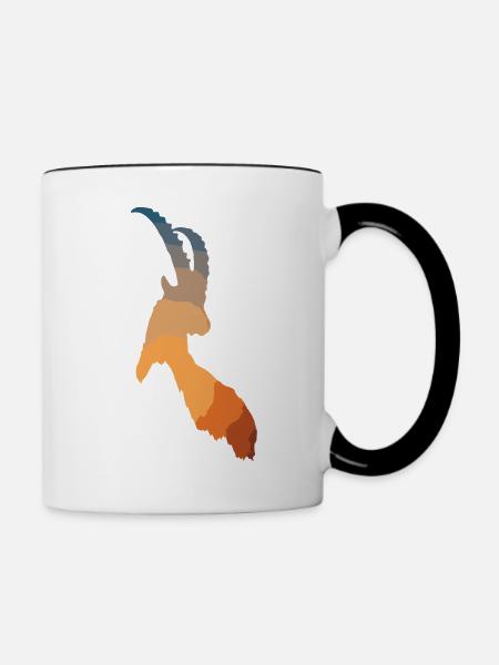 Steinbock Silhuette abstrakt - Tasse zweifarbig - Weiß/Schwarz