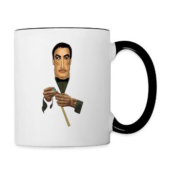 SNOOKERHEMD, PROFESSIONELLER BILLARDSPIELER - Tasse zweifarbig - Weiß/Schwarz - Rechts