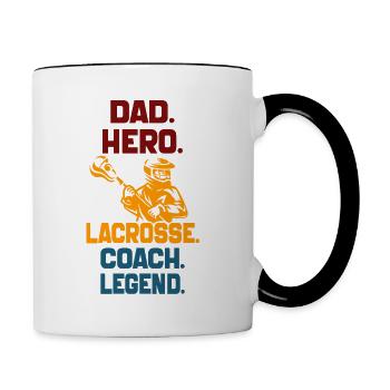 Dad Hero Lacrosse Coach Legend Sports Dad Vintage - Contrasting Mug - white/black - Right