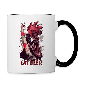 Huhn BBQ Eat Beef Slaughterhouse - Tasse zweifarbig - Weiß/Schwarz - Rechts