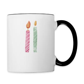 2e anniversaire bougie - Mug contrasté - blanc/noir - Droite