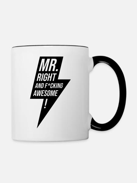 Mr Right - Tasse zweifarbig - Weiß/Schwarz