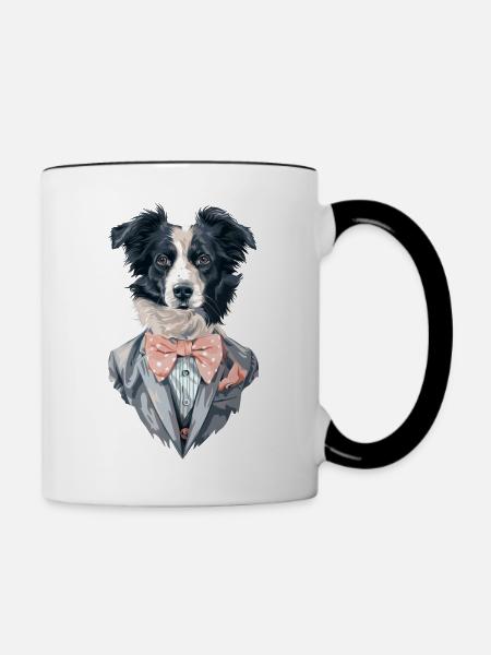 Border Collie - Tasse zweifarbig - Weiß/Schwarz