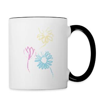 Bunte Blumen der Freundschaft - Tasse zweifarbig - Weiß/Schwarz - Rechts
