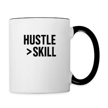 HUSTLE > SKILL - Tasse zweifarbig - Weiß/Schwarz - Rechts