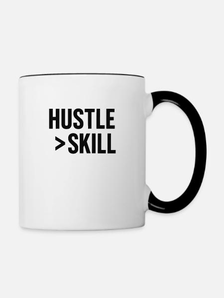 HUSTLE > SKILL - Tasse zweifarbig - Weiß/Schwarz
