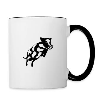 Springende Kuh - Tasse zweifarbig - Weiß/Schwarz - Rechts