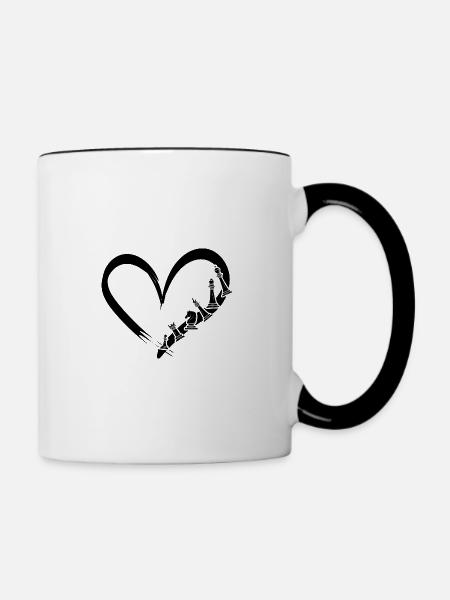 Schach Schachspieler schachmatt Schach-Liebe - Tasse zweifarbig - Weiß/Schwarz