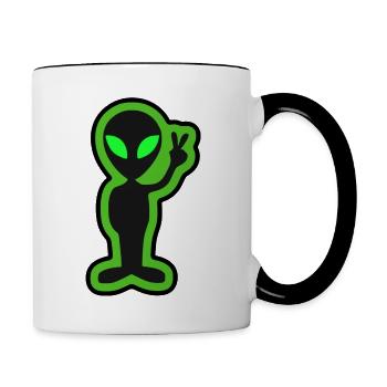 Außerirdischer - Tasse zweifarbig - Weiß/Schwarz - Rechts