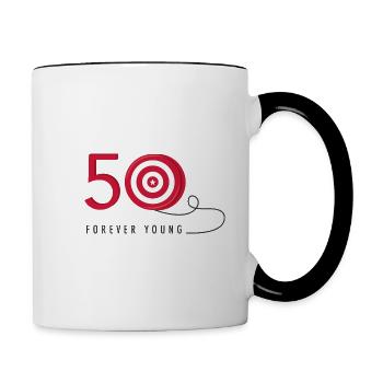 50 years - Forever young - Contrasting Mug - white/black - Right