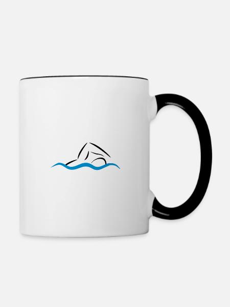 Kraulschwimmen - Tasse zweifarbig - Weiß/Schwarz