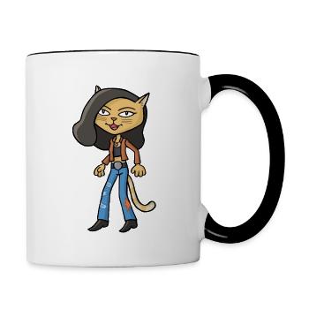 Cool Cat - Tasse zweifarbig - Weiß/Schwarz - Rechts