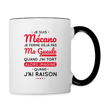 Mécano - Je ferme pas ma gueule - Mug contrasté - blanc/noir - Droite