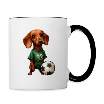 Fussballer Dackel - Tasse zweifarbig - Weiß/Schwarz - Rechts