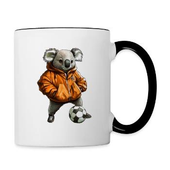 Koalas Fussball / Fussballer Koala - Tasse zweifarbig - Weiß/Schwarz - Rechts