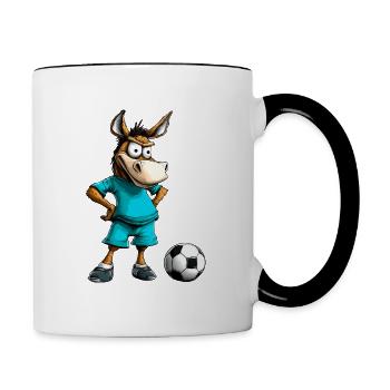 Esel Fussball - Tasse zweifarbig - Weiß/Schwarz - Rechts