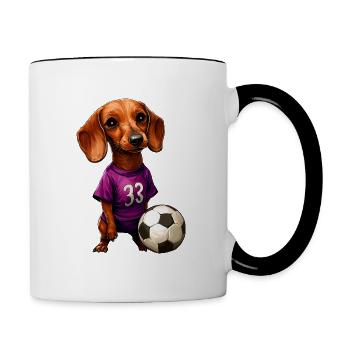 Dachshund Football - Contrasting Mug - white/black - Right