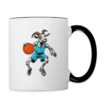 Chèvres de basket-ball - Mug contrasté - blanc/noir - Droite