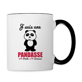 J'suis une pandasse, panda, connasse - Mug contrasté - blanc/noir - Droite