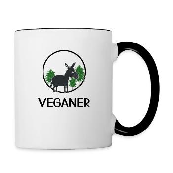Esel lebt Vegan Ganja-Esel smooth für Grünes - Tasse zweifarbig - Weiß/Schwarz - Rechts