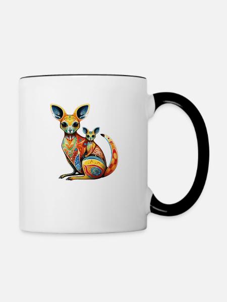 Australien - Känguru - Tasse zweifarbig - Weiß/Schwarz