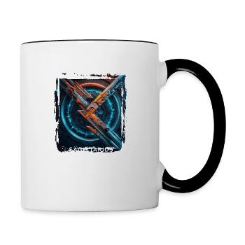 Signe du zodiaque Sagittaire à l’ère cyberpunk Futur - Mug contrasté - blanc/noir - Droite