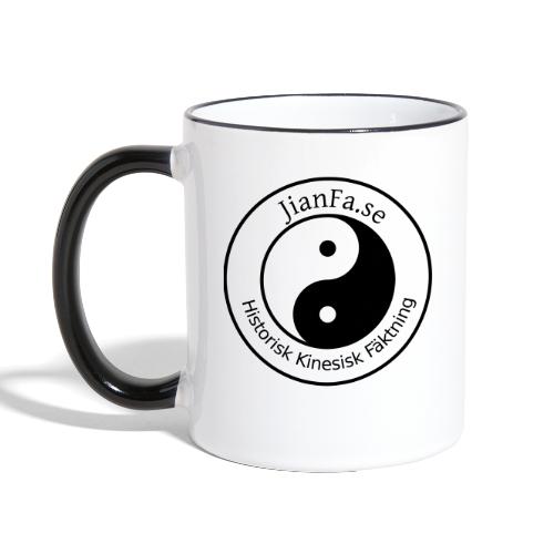 JianFa logo - fram och bak - Mörk på ljus - Tvåfärgad mugg