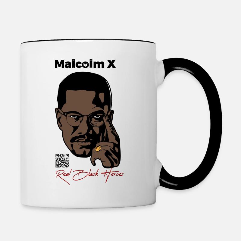 Malcolm X - Couleur Texte en Noir - Mug contrasté - blanc/noir
