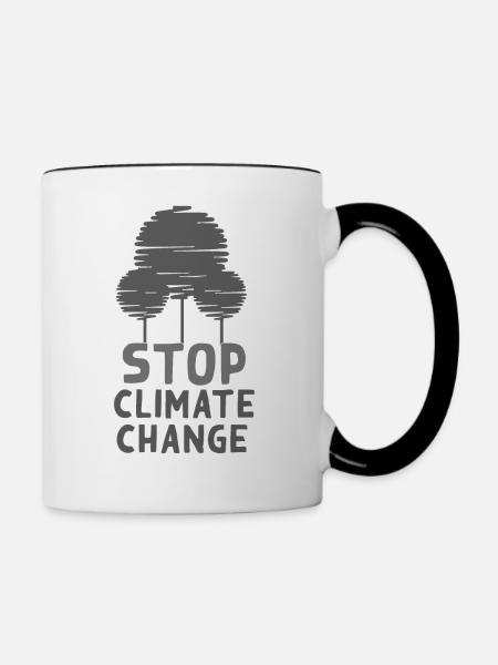 Stop Climate Change - Tasse zweifarbig - Weiß/Schwarz