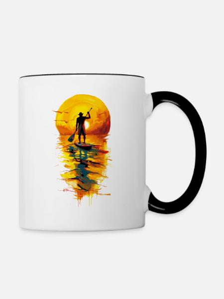 SUP Stand Up Paddle Bestseller SUP Wassersport - Tasse zweifarbig - Weiß/Schwarz
