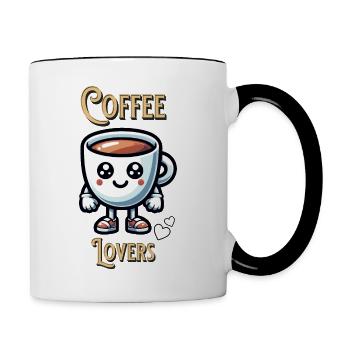 Coffee Lovers - Tasse zweifarbig - Weiß/Schwarz - Rechts