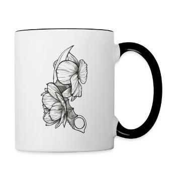 Flower Knife - Tasse zweifarbig - Weiß/Schwarz - Rechts